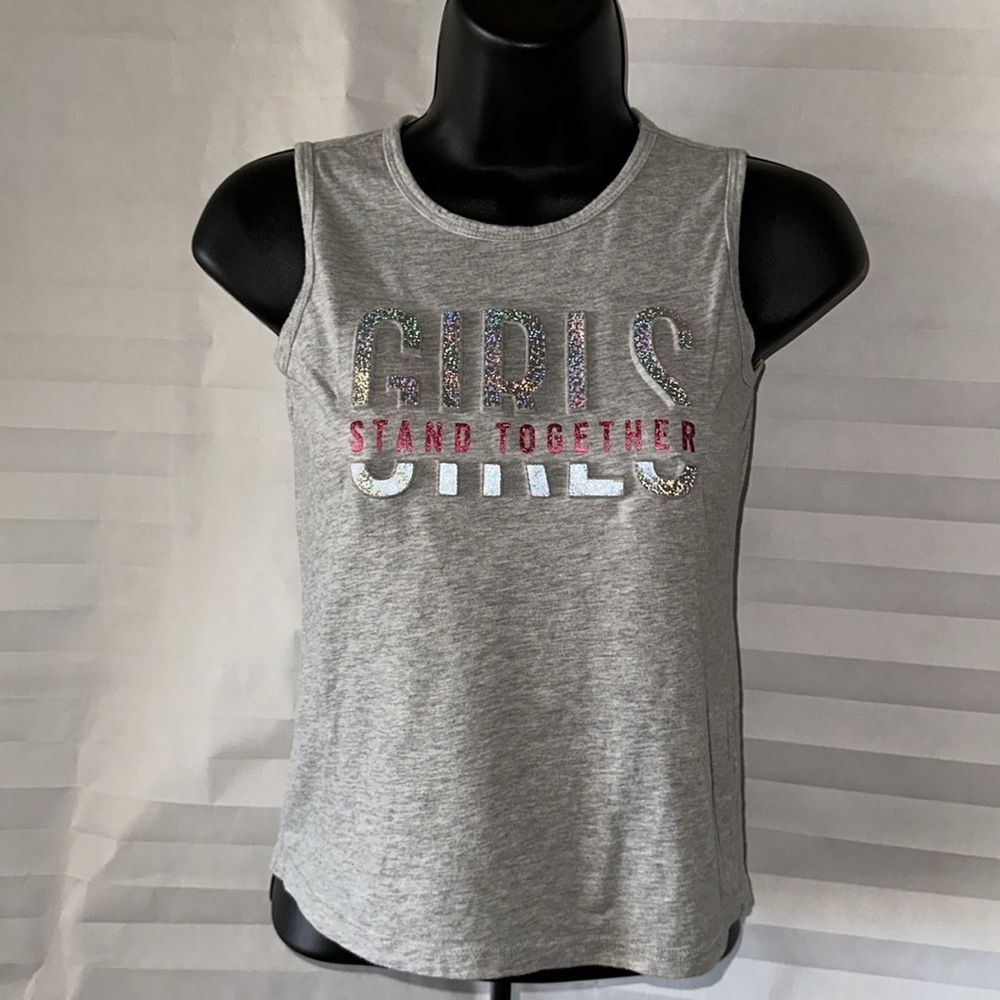Athletic Works Girls Gray Tank Top “Girls Stand Together” Size 7/8 Activewear
